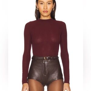 SNDYS lounge Katya sheer top in burgundy
